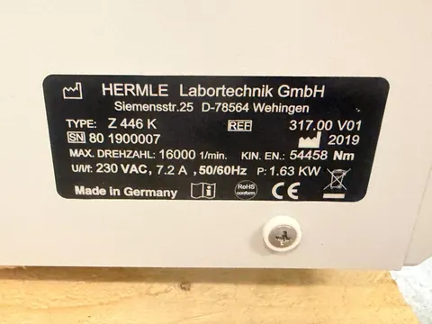 HERMLE Labortechnik / Z 446 K, 2019 – Vue 4